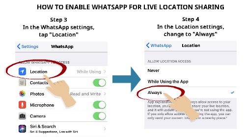 How to enable Whatsapp live location sharing