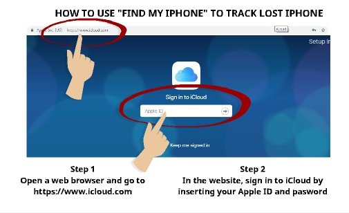 Use Find My iPhone to track lost iPhone Step 1 and Step 2