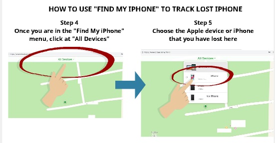 Use Find My iPhone to track lost iPhone Step 4 and Step 5