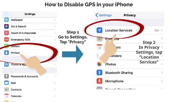 How to disable GPS in your iPhone step 1 step 2