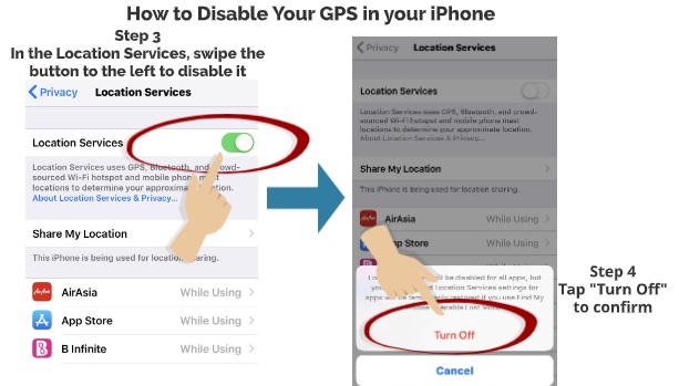 How to disable GPS in your iPhone step 3 step 4